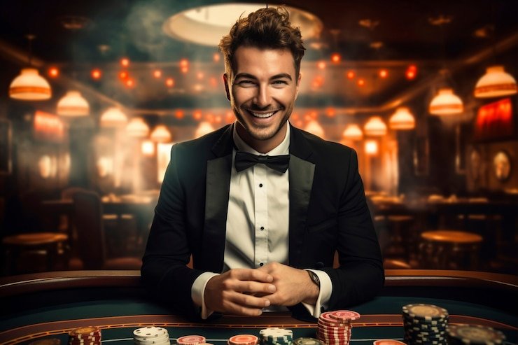 Mobile phone displaying taurus777 live blackjack table with dealer in focus